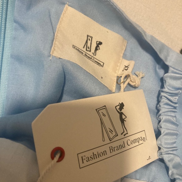 NWT Fashion Brand Company Boob Shelf Satin Dress Blue/White - Picture 3 of 5